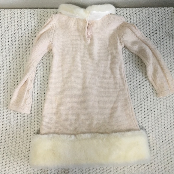 KATHERINE MALANDRINO SWEATER DRESS CREAM WITH FOUX FUR TRIM SIZE 4T - Picture 5 of 5